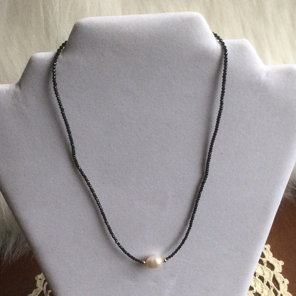 14K Black Spinel & Pearl Necklace - Picture 5 of 5